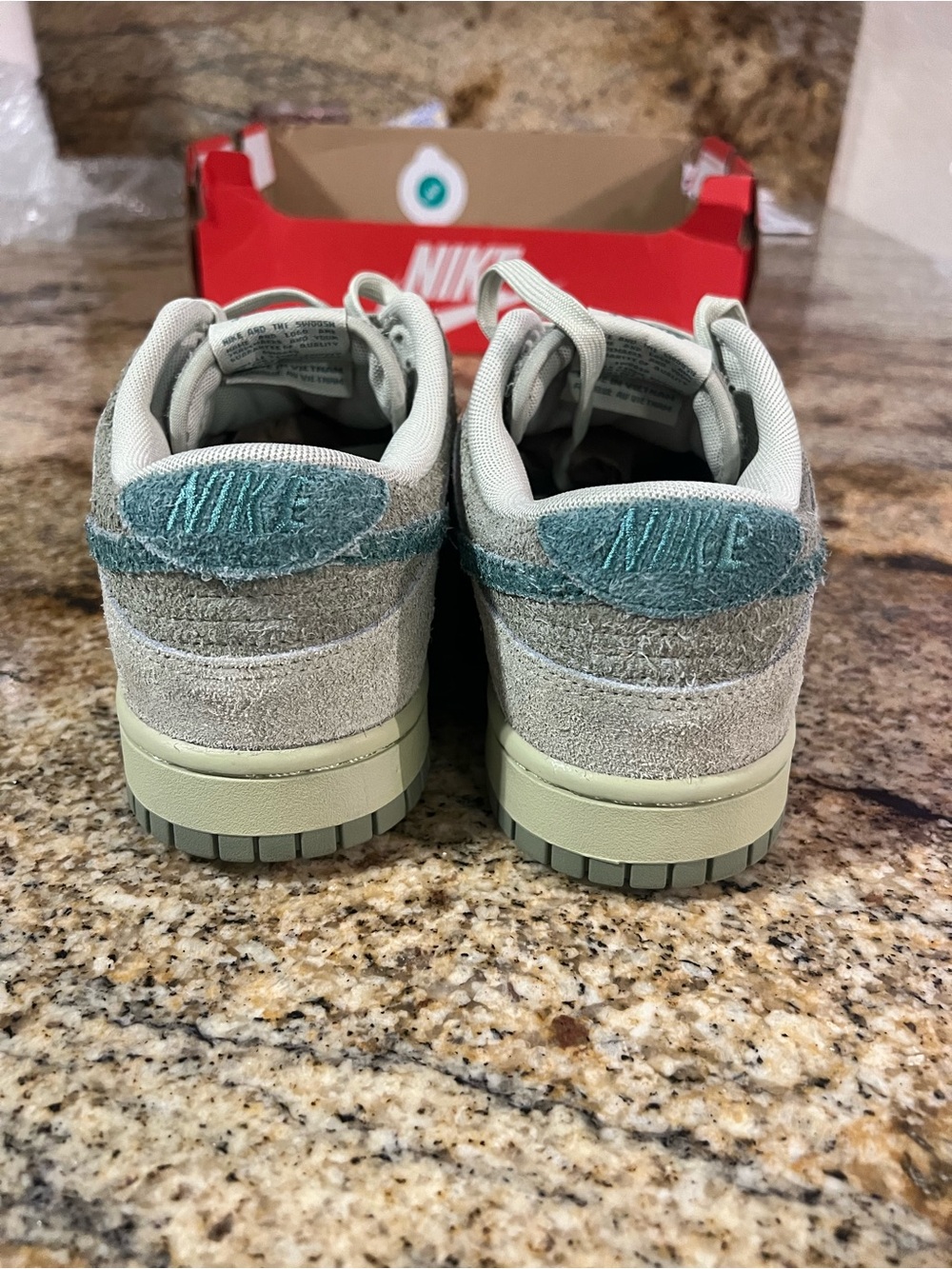 Nike Dunk Low Suede Sneakers in Olive and Teal - Picture 6 of 10
